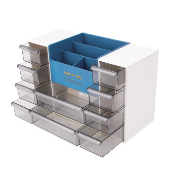 SP SAUCE日本桌面整理盒多格抽屉首饰盒办公室收纳盒小物件置物盒化妆盒 白色