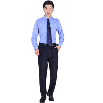 劳保佳 保安服装衬衣 酒店 物业 小区 春季制服 长袖 劳保工作服 蓝色 165