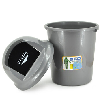 兰诗（LAUTEE）7056 圆形弹盖垃圾桶 物业商场户外按压式弹盖果皮箱 小号