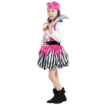 仕彩儿童道具cosplay服装道具化妆舞会海盗水手船长女儿童 桃红海盗装M码