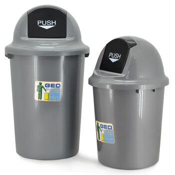 兰诗（LAUTEE）7056 圆形弹盖垃圾桶 物业商场户外按压式弹盖果皮箱 小号