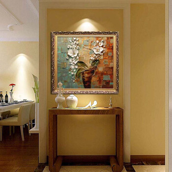 
                                        水竞客厅装饰画油画手绘壁画欧式卧室床头墙画餐厅美式挂画 Y 80*80                