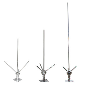 天旭避雷针不锈钢底座户外铜避雷器屋顶楼顶房顶防雷击安全接地棒大号高1米镀白 1套