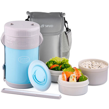 泰福高（TAFUCO）保温饭盒日本不锈钢真空便当盒微波学生餐盒T-0043 1500ml T0044蓝色