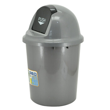 兰诗（LAUTEE）7056 圆形弹盖垃圾桶 物业商场户外按压式弹盖果皮箱 小号