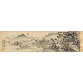 姿翰 超高清微喷装饰画明代 唐伯虎唐寅 工笔山水画 松崖别业图 纸本