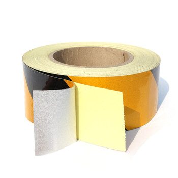 谋福 CNMF 8404 反光胶带 反光标识警戒线墙贴地板贴标志 反光膜警示胶带 长45.7米（5cm宽  黄黑色）