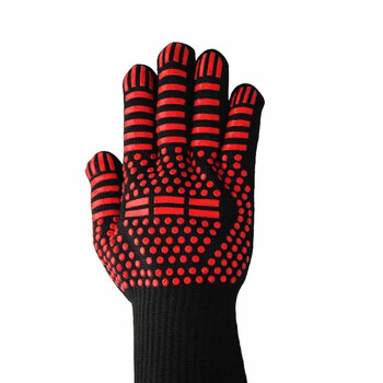 劳保佳  耐高温硅胶手套 耐高温防烫500度隔热手套 红色点胶款 均码 1只装