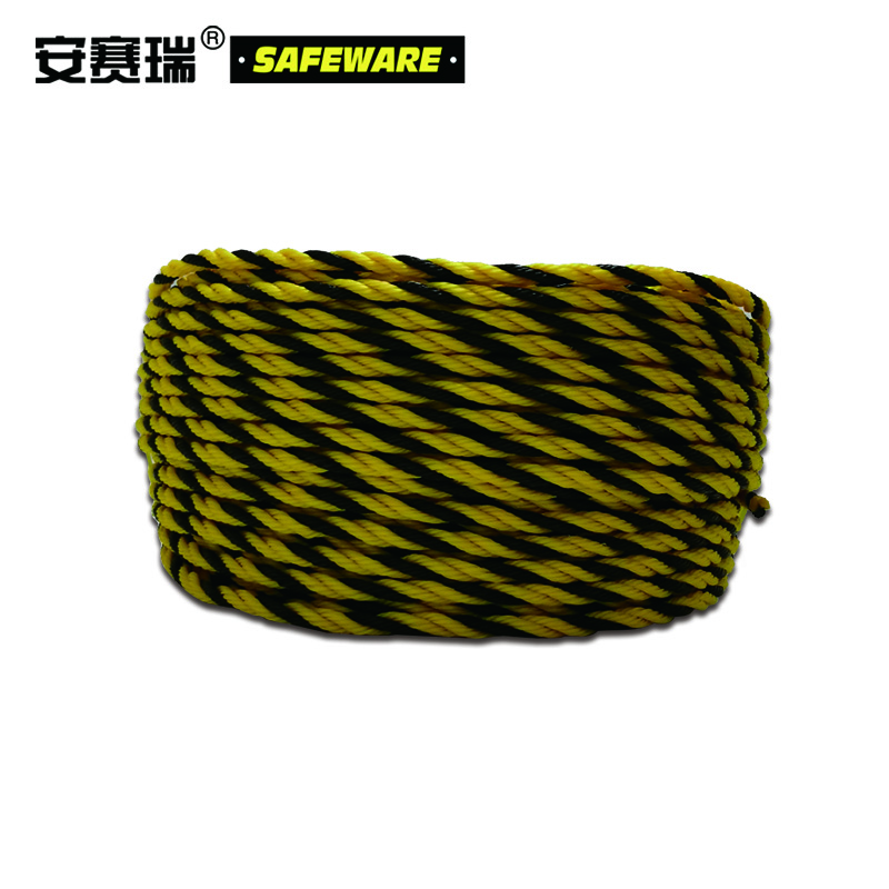 安赛瑞 黄黑麻绳 Φ7mm×100m 老虎绳 黄黑警示绳  标志绳 安全绳 物流捆扎麻绳10860
