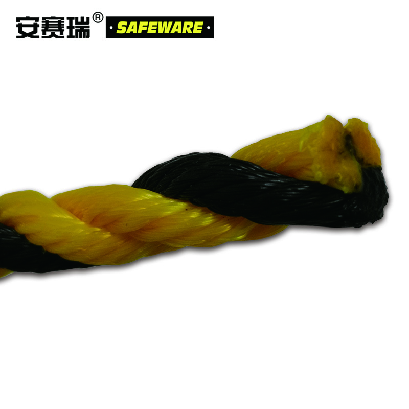 安赛瑞 黄黑麻绳 Φ7mm×100m 老虎绳 黄黑警示绳  标志绳 安全绳 物流捆扎麻绳10860