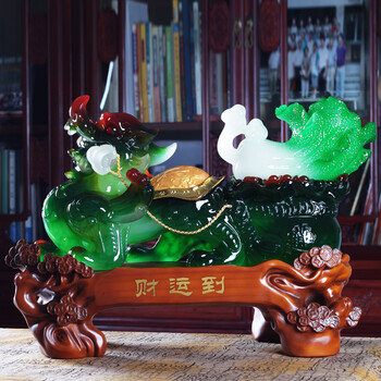 
                                        吉祥坊财运到玉白菜貔貅摆件家居装饰品乔迁开业工艺品摆件 办公室风水摆设 J678财运到(380*180*245MM)                