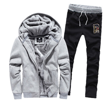 韩版初中高学生套装<em>男青少年加绒</em>加厚卫衣 男