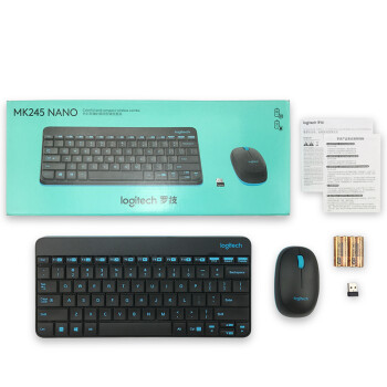 罗技（Logitech）MK245 Nano 键鼠套装 无线键鼠套装 办公键鼠套装 紧凑型 可调支架 带无线2.4G接收器 黑