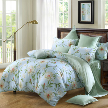 水星家纺 全棉四件套纯棉 床上用品套件床单被罩被套 田园花卉双人1.5米床 海蒂花园