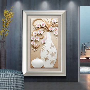 
                                                            福雕家饰（RELIFE）客厅装饰画3D立体玄关画单幅壁画现代简约沙发背景墙画挂画 板画 沁心花语 框画 80cm*120cm*1                