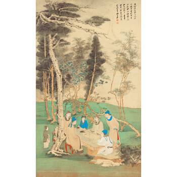 姿翰超高清微喷装饰画 张大千 松下高士文会图