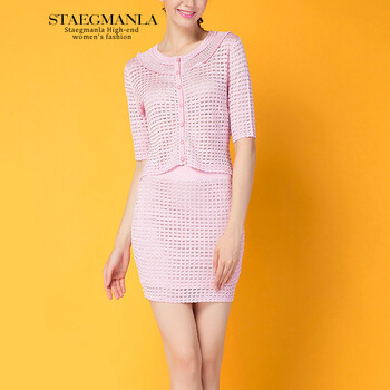 Staegmanla2014欧美大牌镂空<em>针织开衫</em> 短裙包