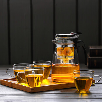 
                                        美斯尼玻璃茶具套装 过滤飘逸杯茶壶 一壶四杯一茶盘                