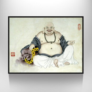 视觉星装饰画电表箱画现代中式《弥勒佛》佛像佛堂寺庙客厅书房挂画