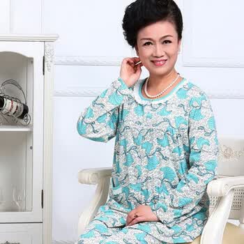 秋<em>冬装</em>加厚<em>纯棉女式睡衣</em>肥大款全棉家居服中老