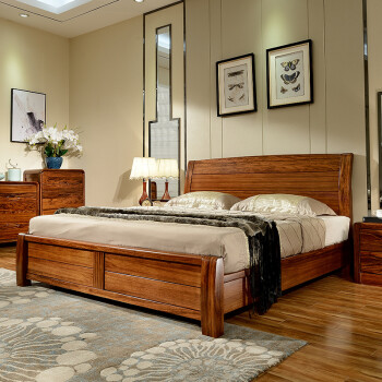 果真乌金木床实木床现代中式乌金木18米全实木床双人床15米单人床实木