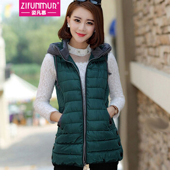 姿凡慕 <em>2014秋</em>冬装<em>新款</em>修身连帽翻领中长款羽