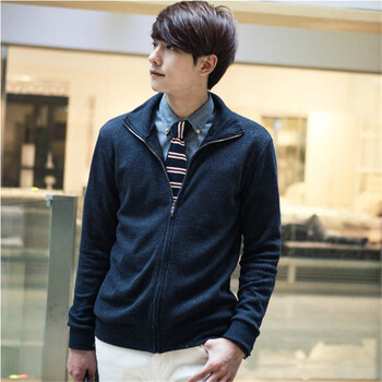 C2潮朝 时尚韩版立领<em>男毛衣开衫</em> 可<em>打底</em>可外<em>穿</em>