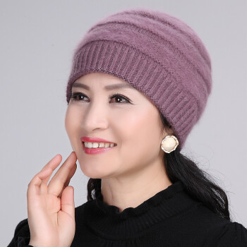 兔毛保暖老人帽子女冬季保暖毛线妈妈帽冬天老太太中老年人帽针织帽