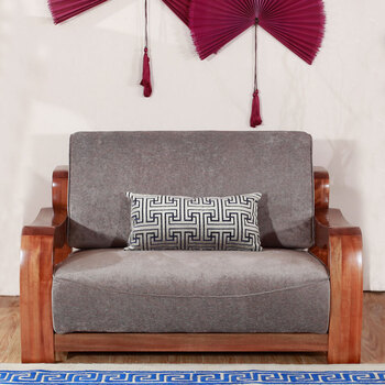 GMEN实木沙发现代中式123组合金丝胡桃木三