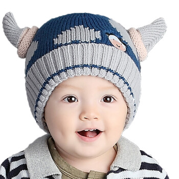 1-2岁婴儿毛线帽 儿童帽子 男女宝宝加绒保暖帽