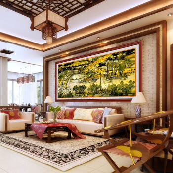 
                                        新款清明上河图钻石画 圆钻国画风景客厅魔方钻满钻十字绣全贴画 150*80 厘米水晶圆钻 满钻                