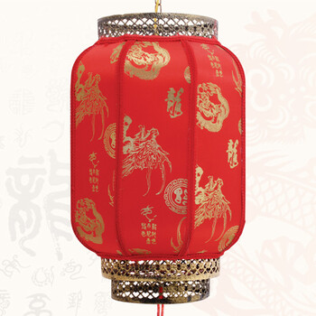 诺琪 仿羊皮冬瓜灯笼婚庆灯笼 龙凤款春节中秋节日国庆户外装饰仿古宫灯 中式吊灯过道灯走廊灯 50#(红色)