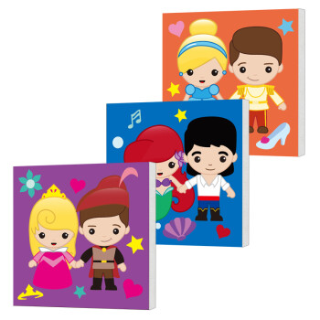 迪士尼涂色画框：白雪公主+贝儿公主+茉莉公主与王子（套装共3套)