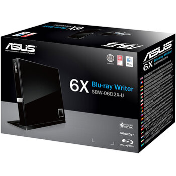 华硕6倍速 USB2.0 外置蓝光 光驱刻录机 黑色(兼容苹果系统/SBW-06D2X-U)