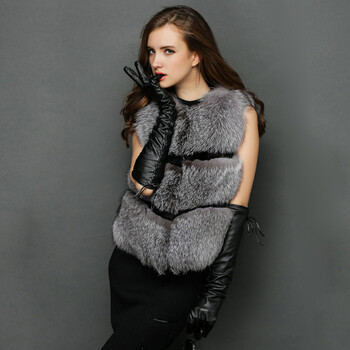 Mgicola新款欧洲站优质<em>狐狸毛马甲 短款</em>马夹外