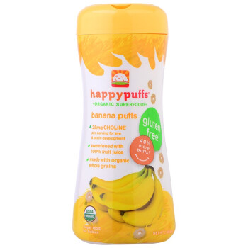 禧贝（happybaby） 有机泡芙小麦圈香蕉味宝宝零食（9-36个月幼儿适用）60g（美国原装进口）