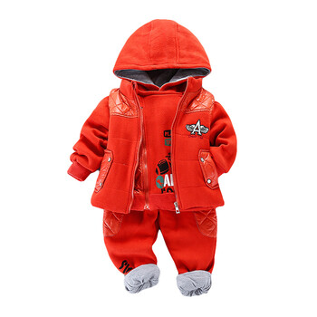 0-1岁男女宝宝加厚保暖卫衣套装 婴幼儿冬季棉