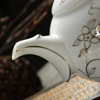 
                                        永丰祥 手工描金藤草玉瓷陶瓷茶具 功夫茶杯茶壶套装礼品 整套茶具套装 YFX126                