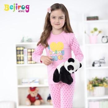 <em>北极绒</em>女童<em>秋款</em>新品<em>纯棉</em>莱卡儿童<em>睡衣</em>套装童装