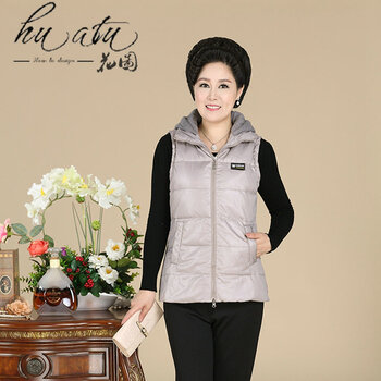 花图 中老年服饰秋冬新款妈妈装<em>女装</em>连帽<em>中长</em>