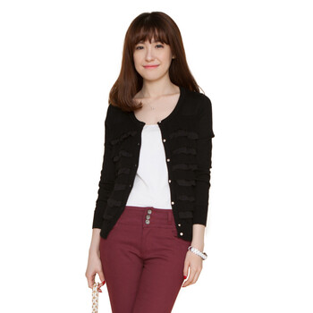 <em>欧丝璐</em> 2014<em>秋冬</em>新品<em>羊毛混纺</em>雪纺拼接羊毛衫