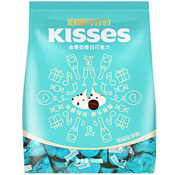 好时（Hershey’s）Kisses袋装散装 曲奇奶香白巧克力(电商版) 糖果休闲零食500g