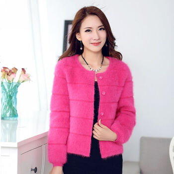 2014秋冬新款<em>貂绒</em>衫女 <em>貂绒</em>毛衣<em>开衫</em>加厚<em>韩版</em>