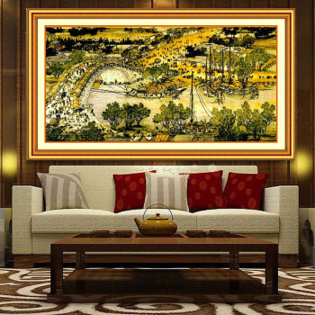 
                                        新款清明上河图钻石画 圆钻国画风景客厅魔方钻满钻十字绣全贴画 150*80 厘米水晶圆钻 满钻                