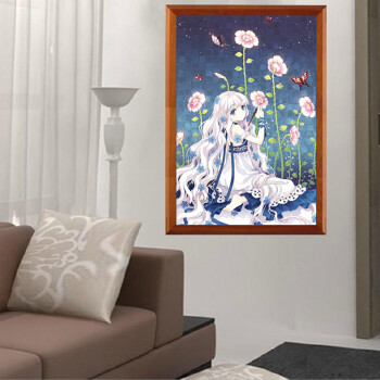 钻石画新款卡通人物荷花仙子 卧室钻石绣贴画儿童房客厅满钻方钻 钻石画方钻满钻40*60厘米