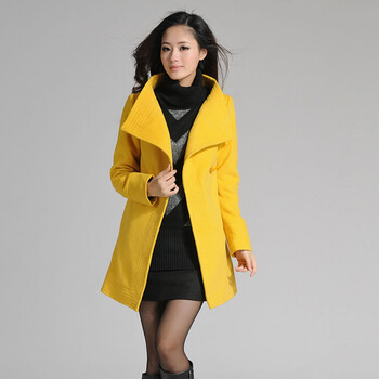 木兰诗 2014新款秋冬装中长款<em>女毛呢外套</em>呢子