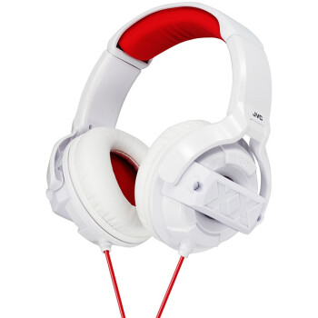 杰伟世（JVC）HA-M55X-W 便携重低音头戴式魔音耳机 极限XX新街霸骚红线重低音魔音耳机（红白色）