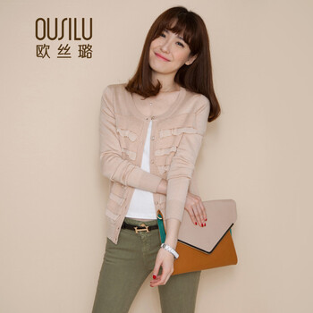 <em>欧丝璐</em> 2014<em>秋冬</em>新品<em>羊毛混纺</em>雪纺拼接羊毛衫
