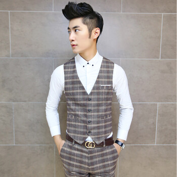 塔里尼欧 2014秋冬新款男士休闲<em>马甲</em> 韩版<em>男格</em>