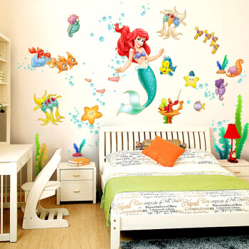 蓝瑞特大可爱墙贴画 卧室浪漫温馨儿童房床头浴室可移除墙贴纸 美人鱼 美人鱼 大